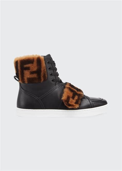 fendi ff sneaker|fendi shearling trimmed sneakers.